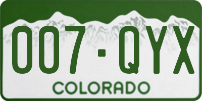 CO license plate 007QYX