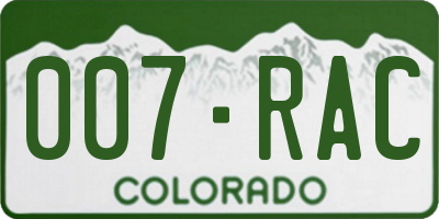 CO license plate 007RAC