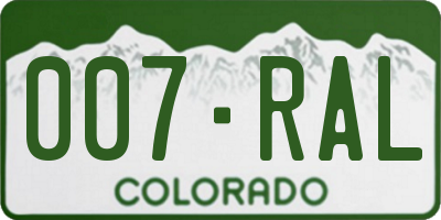 CO license plate 007RAL