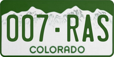 CO license plate 007RAS