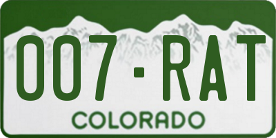 CO license plate 007RAT