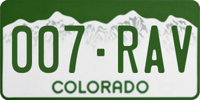 CO license plate 007RAV