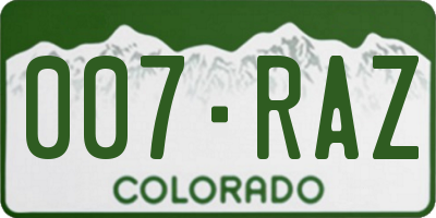 CO license plate 007RAZ