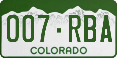 CO license plate 007RBA
