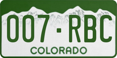 CO license plate 007RBC