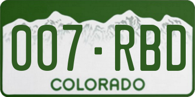 CO license plate 007RBD