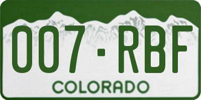 CO license plate 007RBF