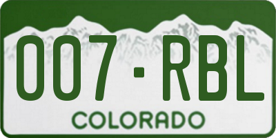CO license plate 007RBL