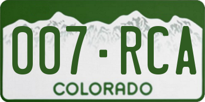 CO license plate 007RCA