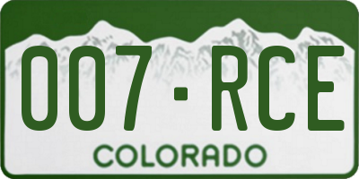 CO license plate 007RCE