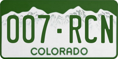 CO license plate 007RCN
