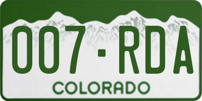 CO license plate 007RDA