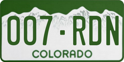 CO license plate 007RDN