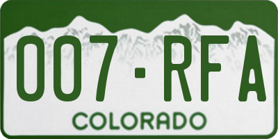 CO license plate 007RFA