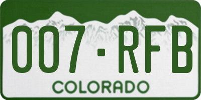 CO license plate 007RFB