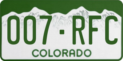 CO license plate 007RFC