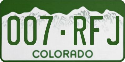 CO license plate 007RFJ