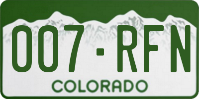 CO license plate 007RFN