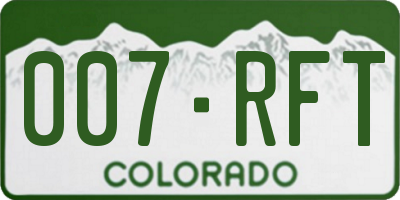 CO license plate 007RFT