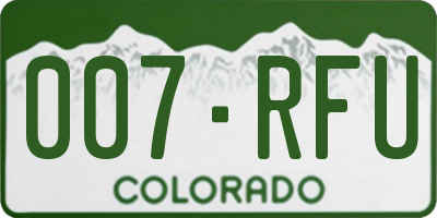 CO license plate 007RFU