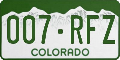 CO license plate 007RFZ