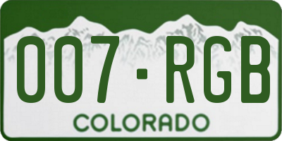 CO license plate 007RGB