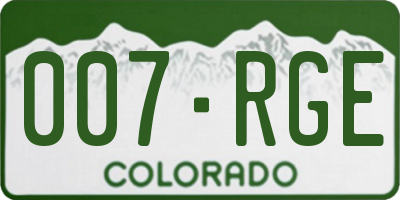 CO license plate 007RGE