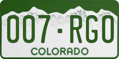 CO license plate 007RGO