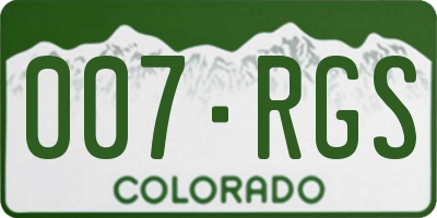 CO license plate 007RGS