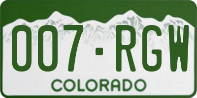 CO license plate 007RGW