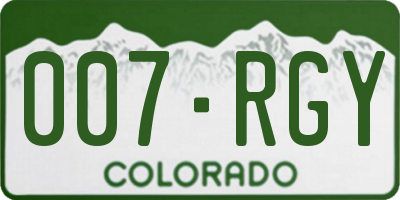 CO license plate 007RGY