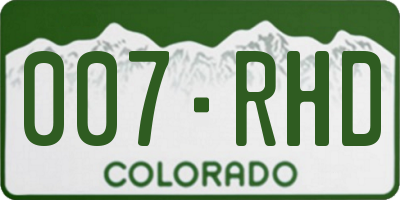 CO license plate 007RHD