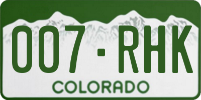 CO license plate 007RHK