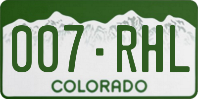 CO license plate 007RHL
