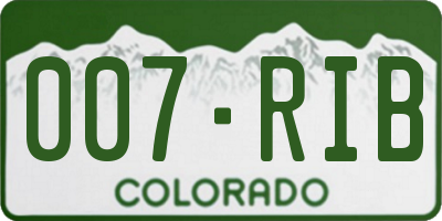 CO license plate 007RIB