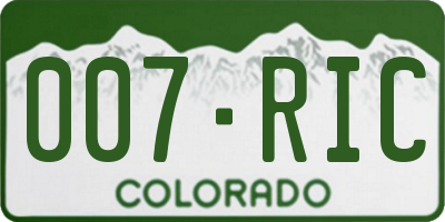 CO license plate 007RIC