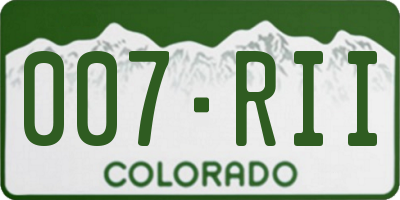 CO license plate 007RII