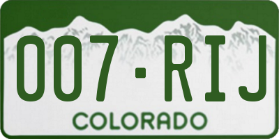 CO license plate 007RIJ