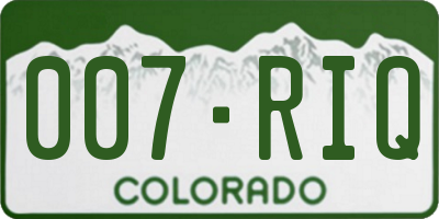 CO license plate 007RIQ