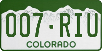 CO license plate 007RIU