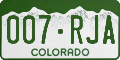 CO license plate 007RJA