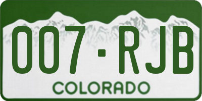CO license plate 007RJB