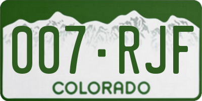 CO license plate 007RJF
