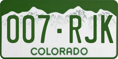 CO license plate 007RJK