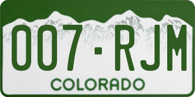 CO license plate 007RJM