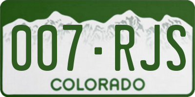 CO license plate 007RJS