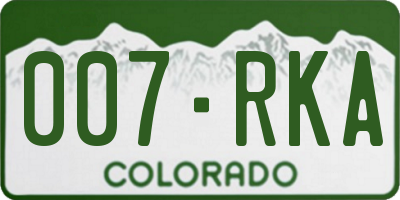 CO license plate 007RKA