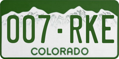 CO license plate 007RKE