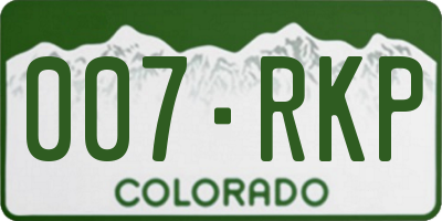 CO license plate 007RKP