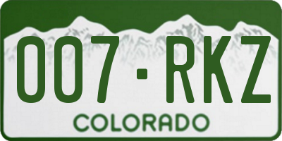 CO license plate 007RKZ